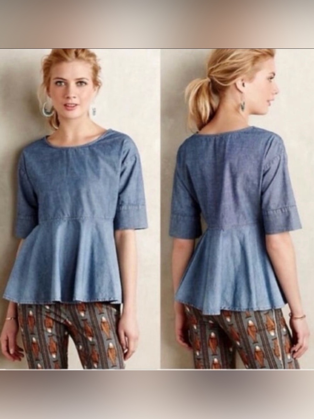 AG Adriano Goldschmied blue jeans blouse, size s